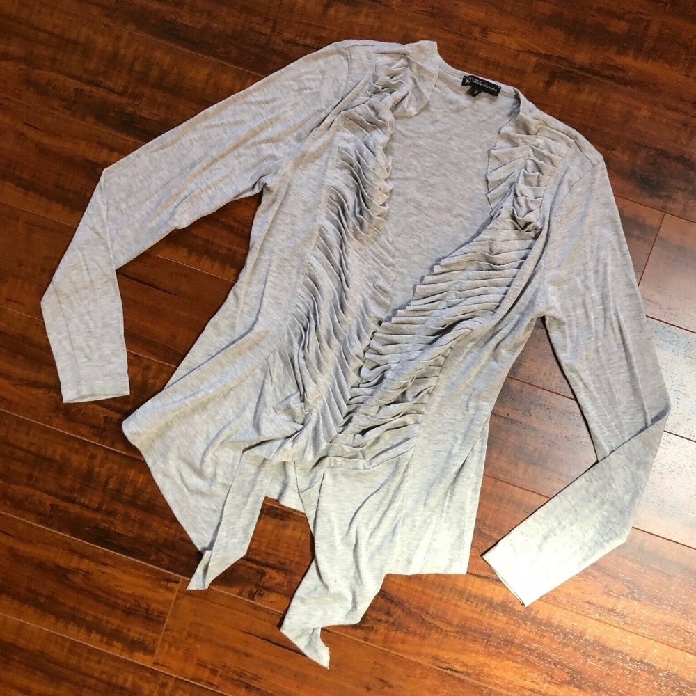 GRASS Collection Light Gray Ruffle Draping Jacket - Picture 6 of 10